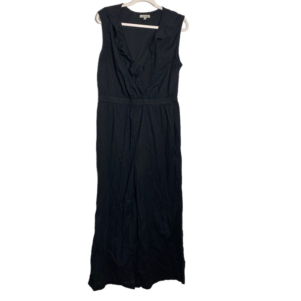 Wonderly Black Shimmering Sleeveless Wide Leg Jumpsuit XL